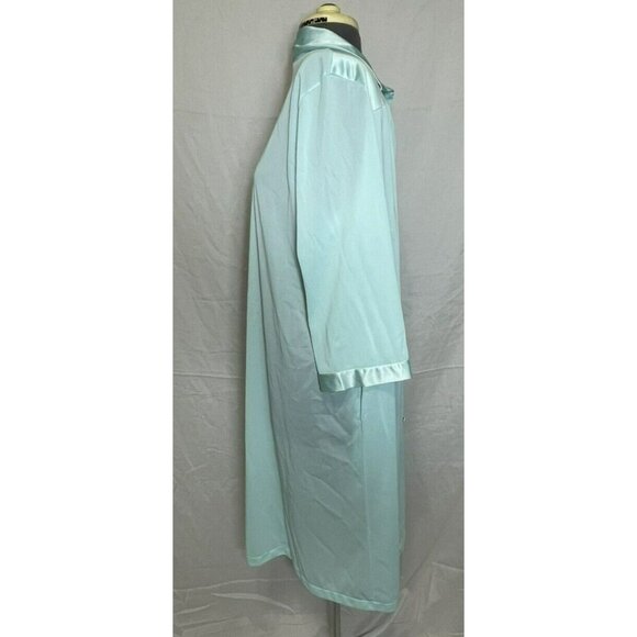 Vanity Fair Light Blue Nylon Long Nightgown Robe With Embroidered Detail Size L - Picture 10 of 14